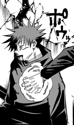 Manga panel of Megumi getting healed via a reverse cursed technique