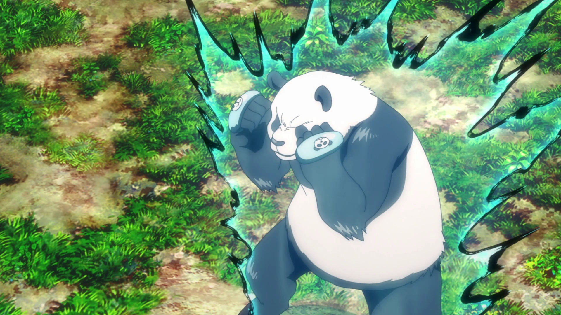 Panda reinforcing his body with cursed energy